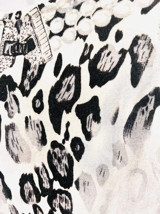 Cyrus Women's Small Knit Super Stretch V Neck Long Sleeve Baby Blue/Animal Print - Picture 10 of 12